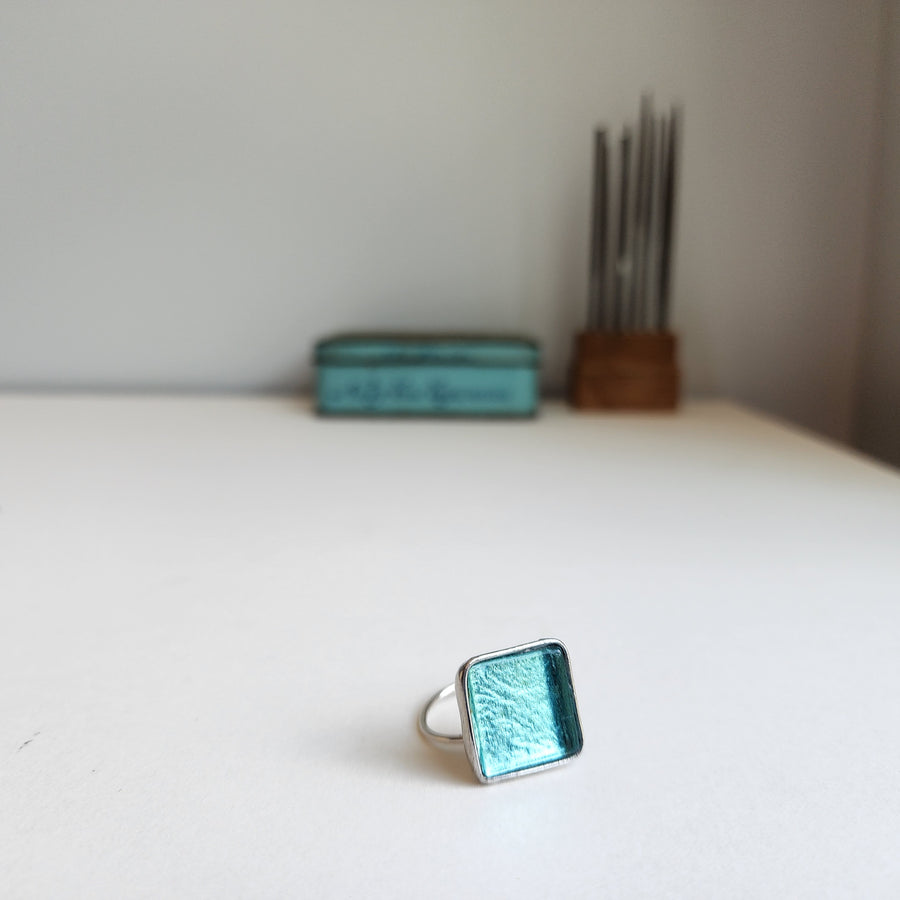 Handmade Metallic Blue Ring