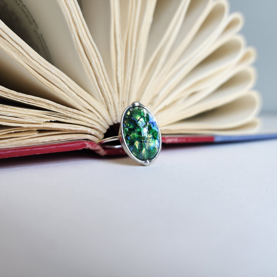 Green Glass Opal Ring
