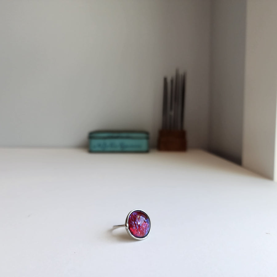 Galaxy Glass Ring Sterling Silver Band