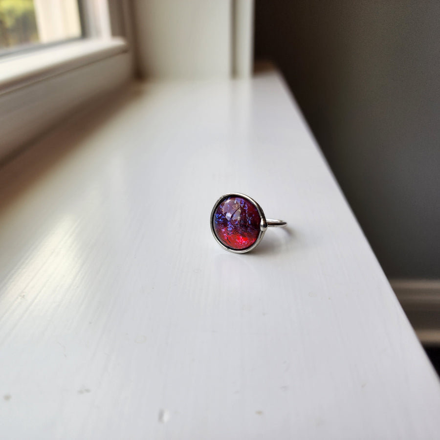 Galaxy Glass Ring Sterling Silver Band