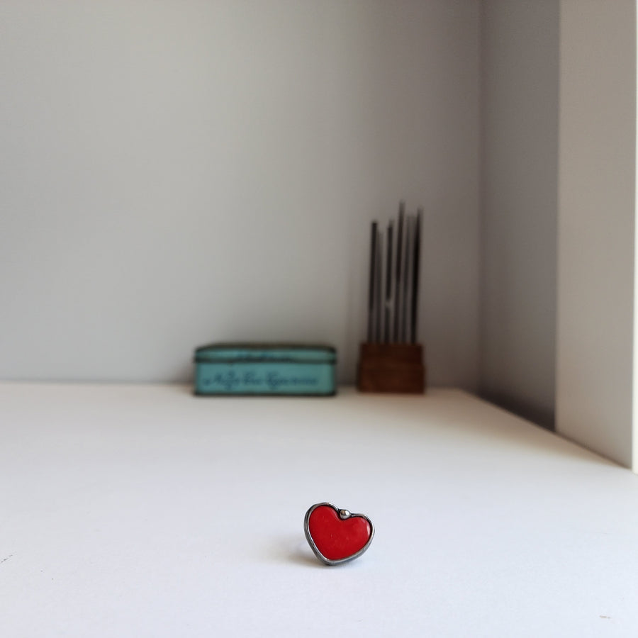 Sweet Red Ceramic Heart Ring - SOLD