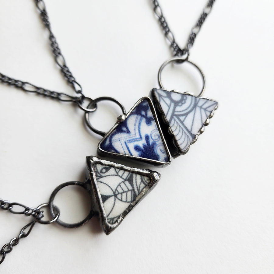 Small but Mighty Geometric Mosaic Pendant Necklaces