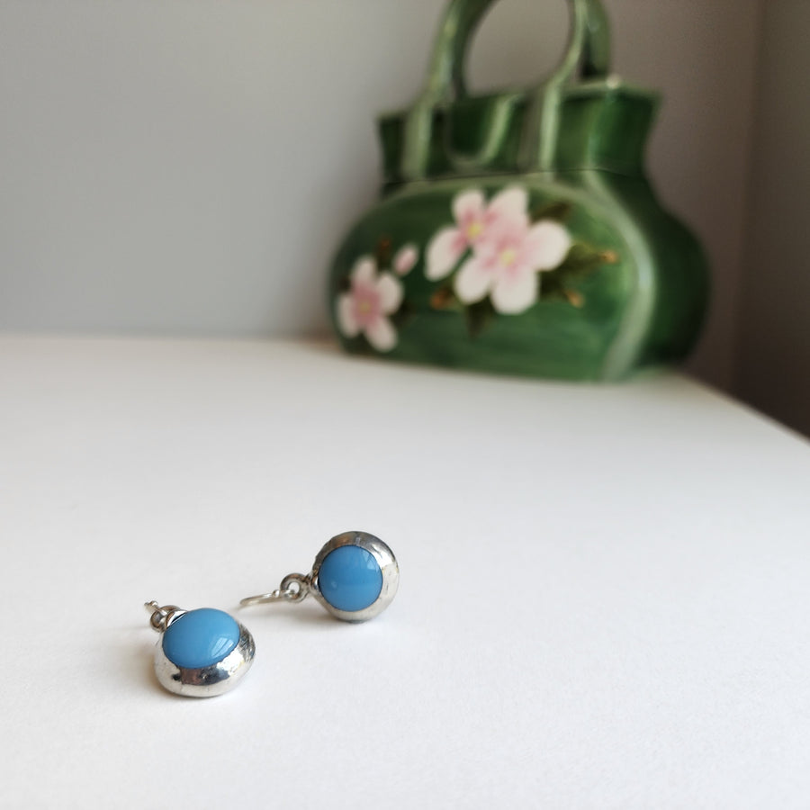 Baby Blue Ceramic Dot Earrings