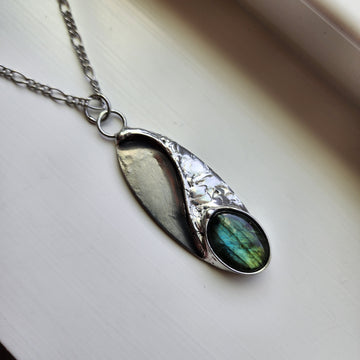 SOLD - Yin/Yang Labradorite Pendant Necklace