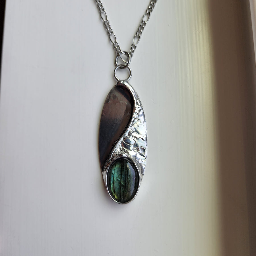 SOLD - Yin/Yang Labradorite Pendant Necklace