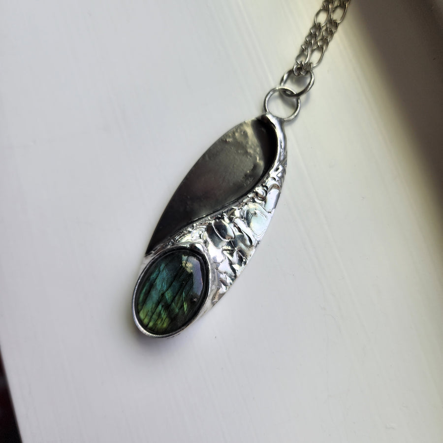 SOLD - Yin/Yang Labradorite Pendant Necklace