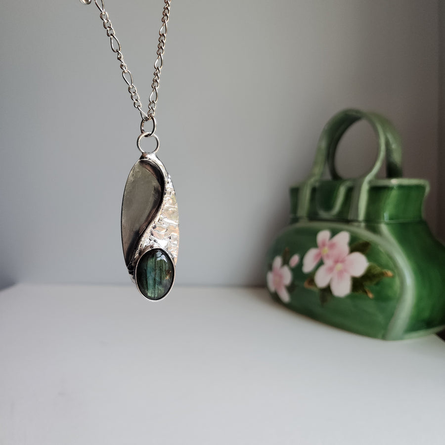 SOLD - Yin/Yang Labradorite Pendant Necklace