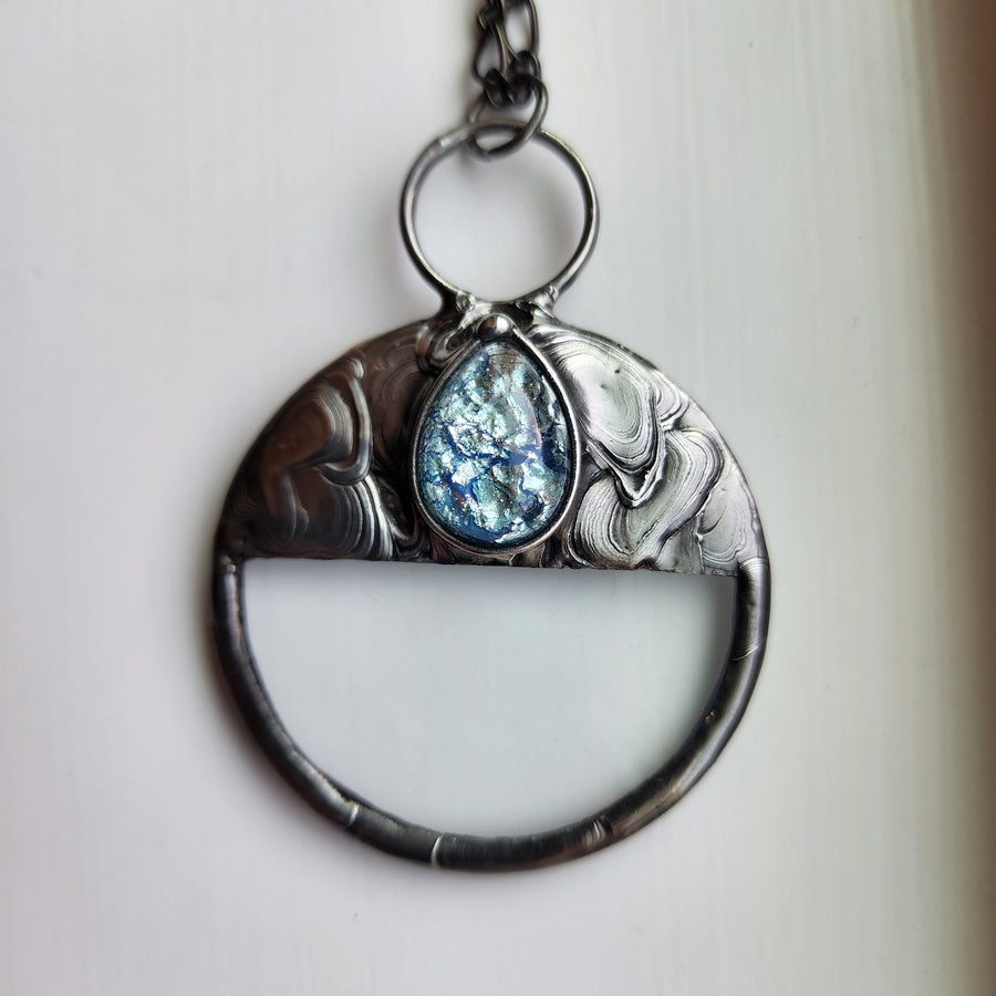 Magnifier Pendant with Icy Blue Pear Inset