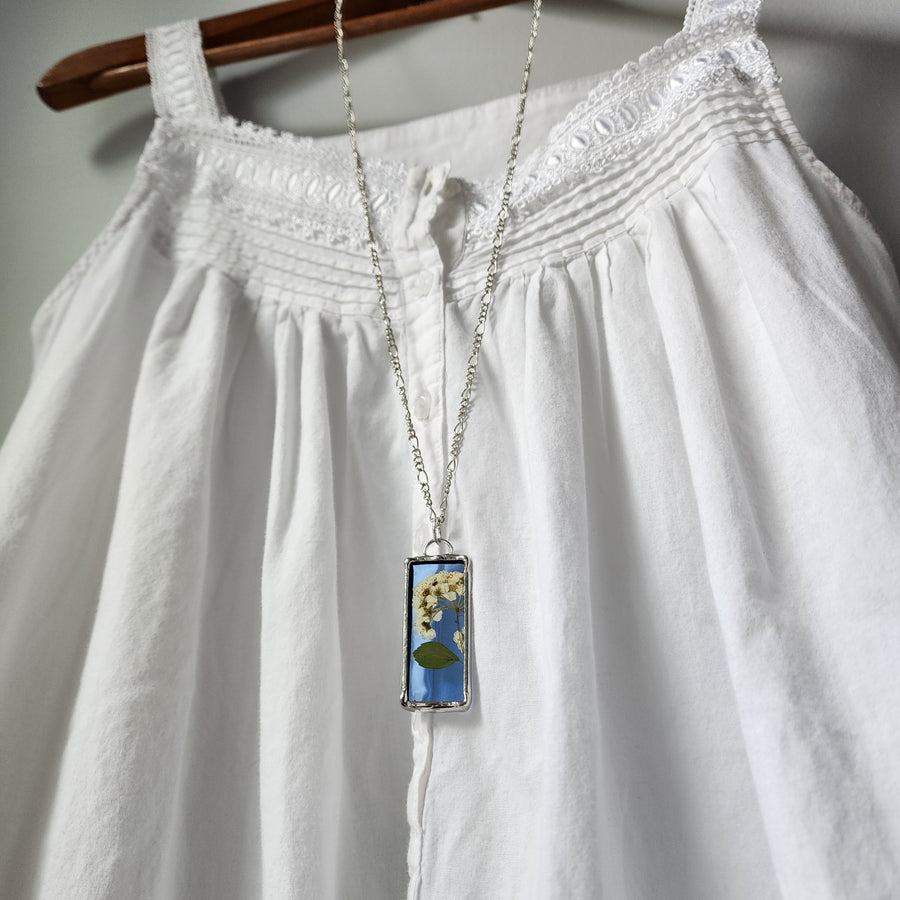 Pressed Flower in Stained Glass Necklace