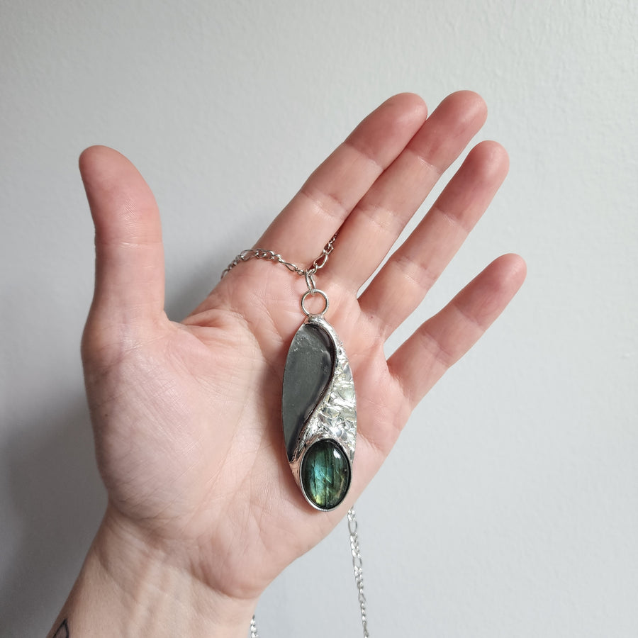 SOLD - Yin/Yang Labradorite Pendant Necklace