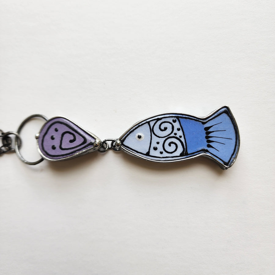 Fun Ceramic Fish Necklace (Blue)