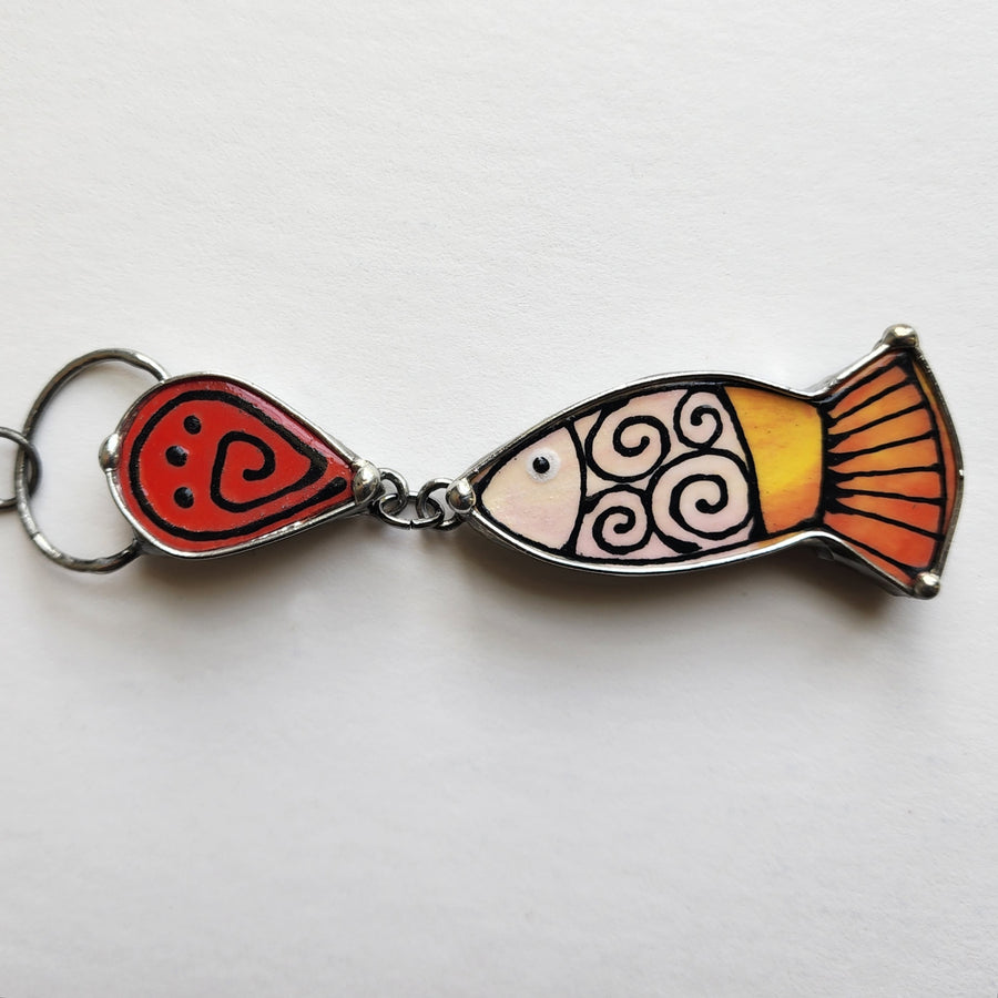 Fun Ceramic Fish Necklace (Orange)