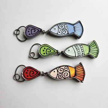 Fun Ceramic Fish Necklace (Orange)