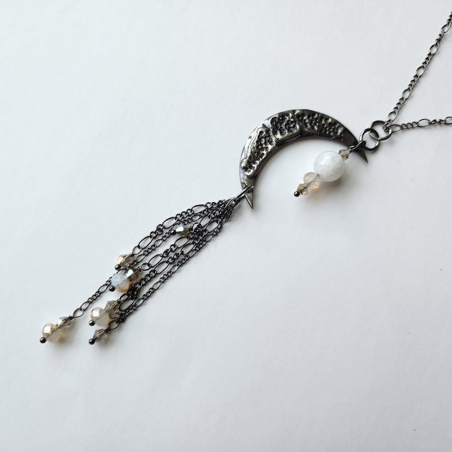 Moonstone Moon Earrings & Necklace Set