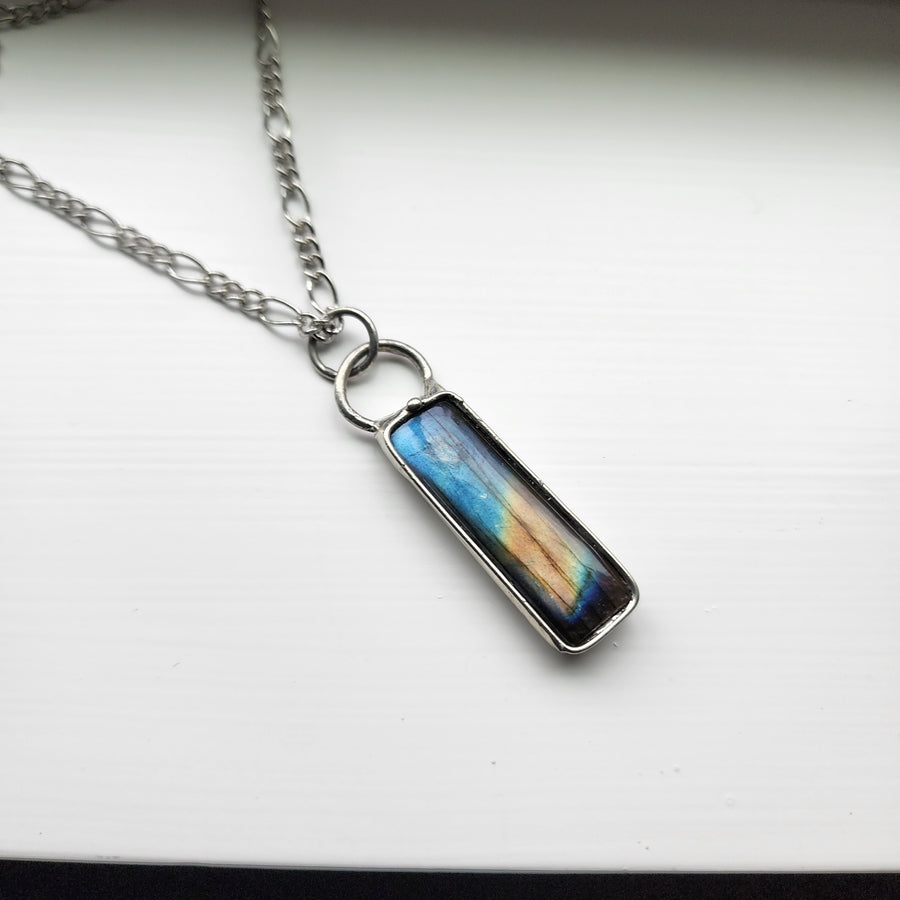 Geometric Labradorite Pendant Necklace - SOLD