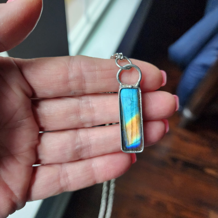 Geometric Labradorite Pendant Necklace - SOLD