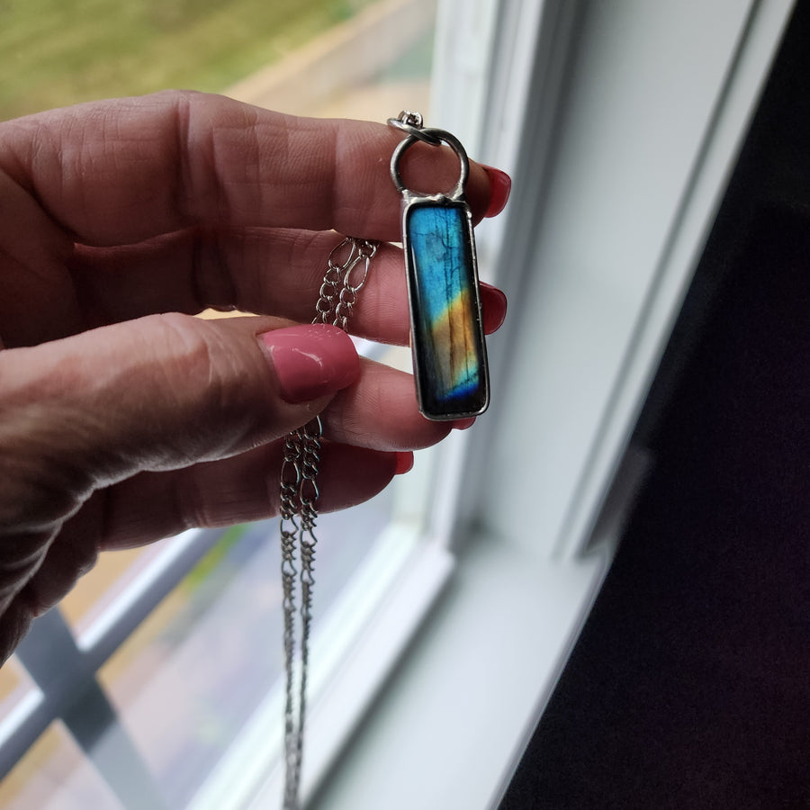 Geometric Labradorite Pendant Necklace - SOLD