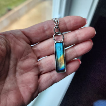 Geometric Labradorite Pendant Necklace - SOLD