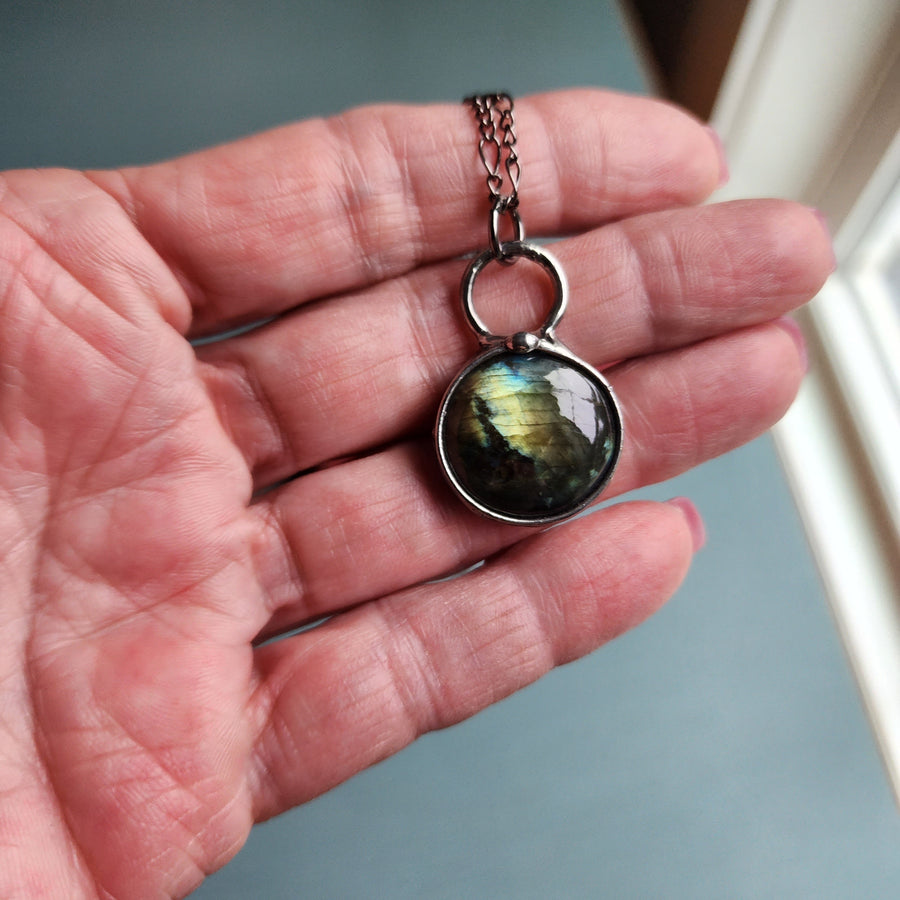 Green Labradorite Pendant Necklace - SOLD