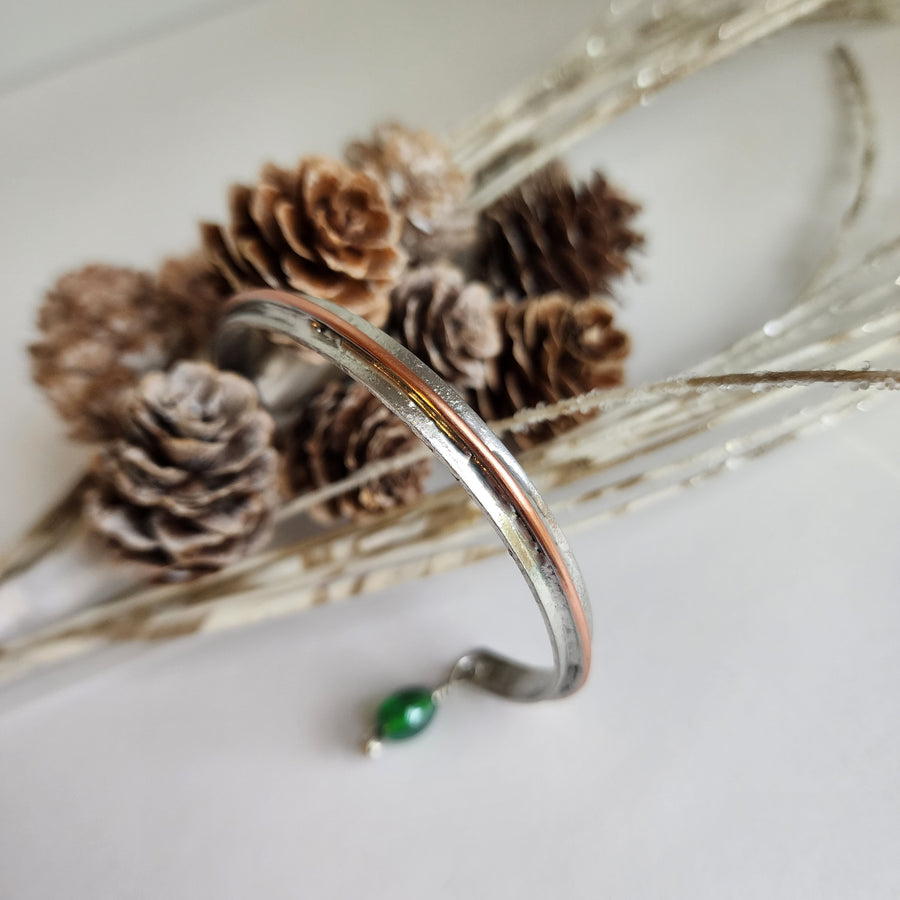 Mixed Metal Cuff with Dangle Bead - SOLD
