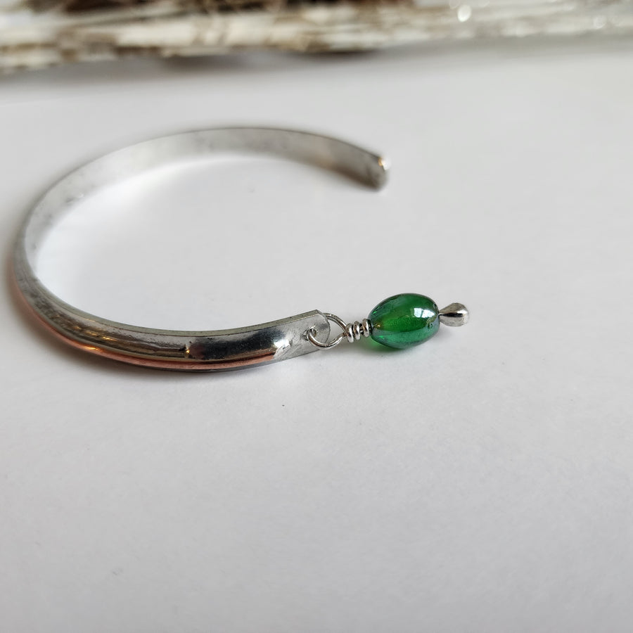 Mixed Metal Cuff with Dangle Bead - SOLD