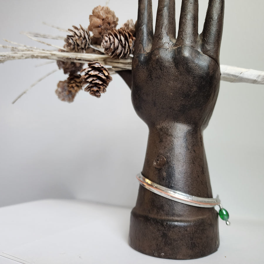 Mixed Metal Cuff with Dangle Bead - SOLD