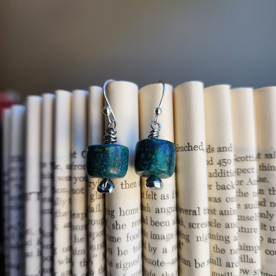 Handmade Dangle Chrysocolla Earrings