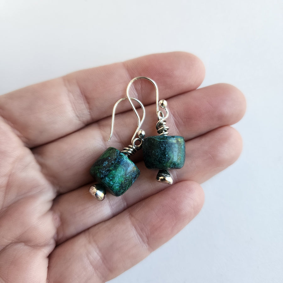 Handmade Dangle Chrysocolla Earrings