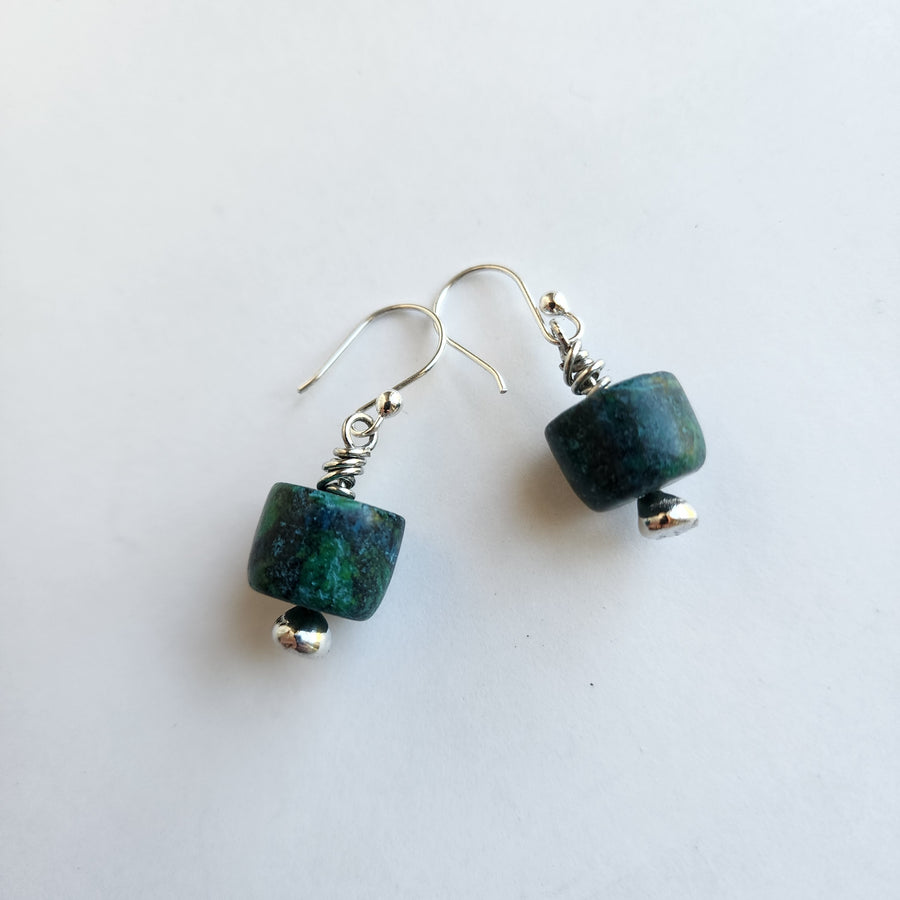 Handmade Dangle Chrysocolla Earrings