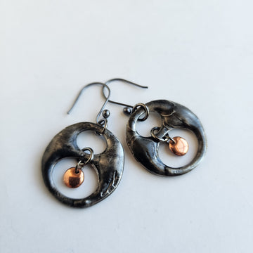 Mixed Metal Earrings with Copper Bead