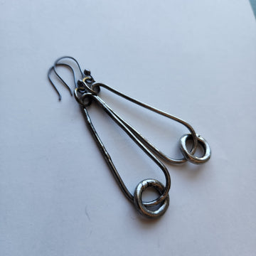 Hand Formed Mixed Metal Long Earrings