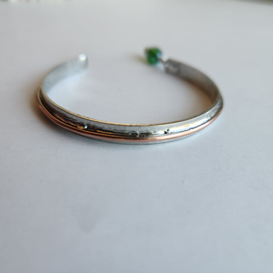 Mixed Metal Cuff with Dangle Bead - SOLD