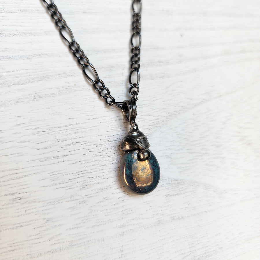 Blue Pyrite Pendant Necklace - SOLD