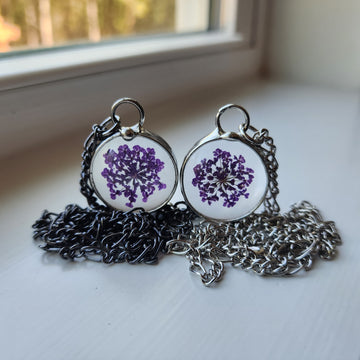 Purple Queen Anne's Lace Necklace