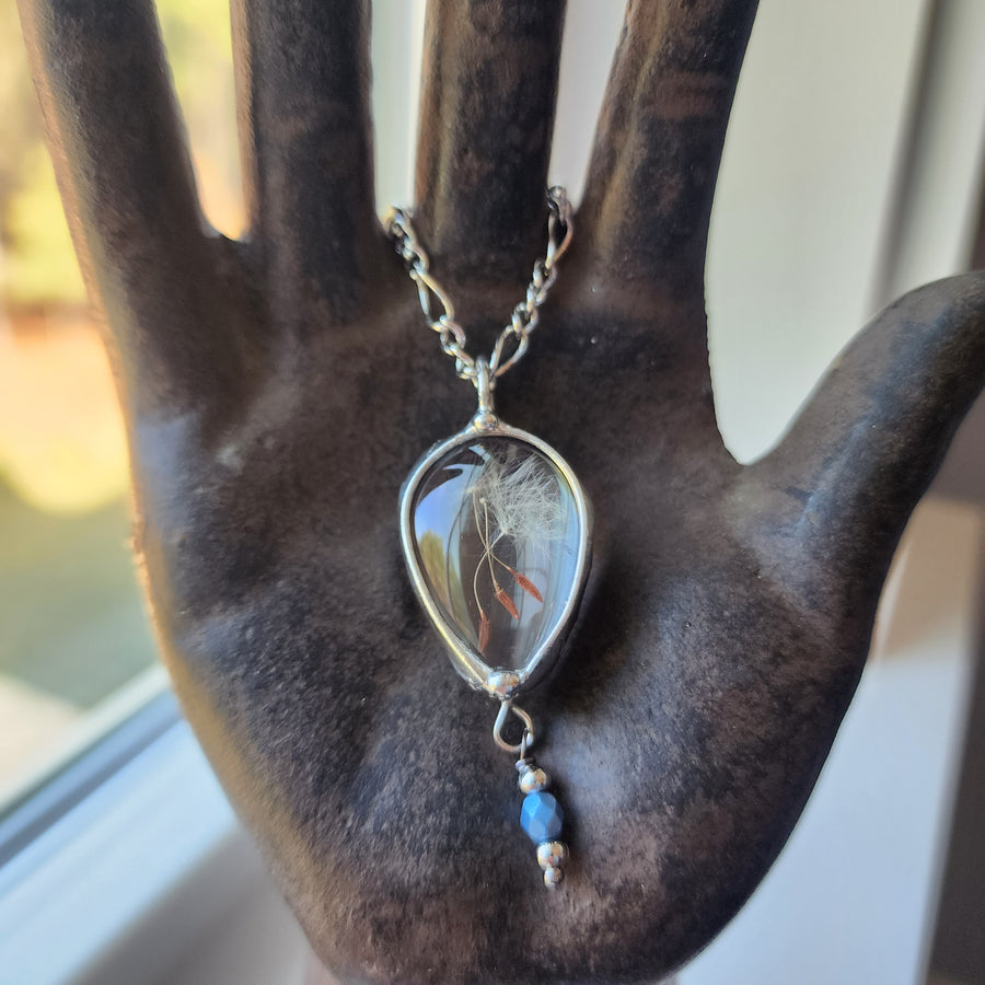 Dandelion Seed Pendant Necklace with Bead