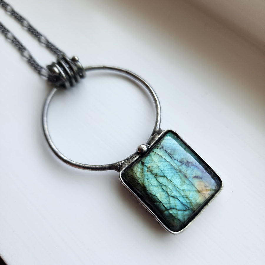 Statement Labradorite Pendant Necklace - SOLD