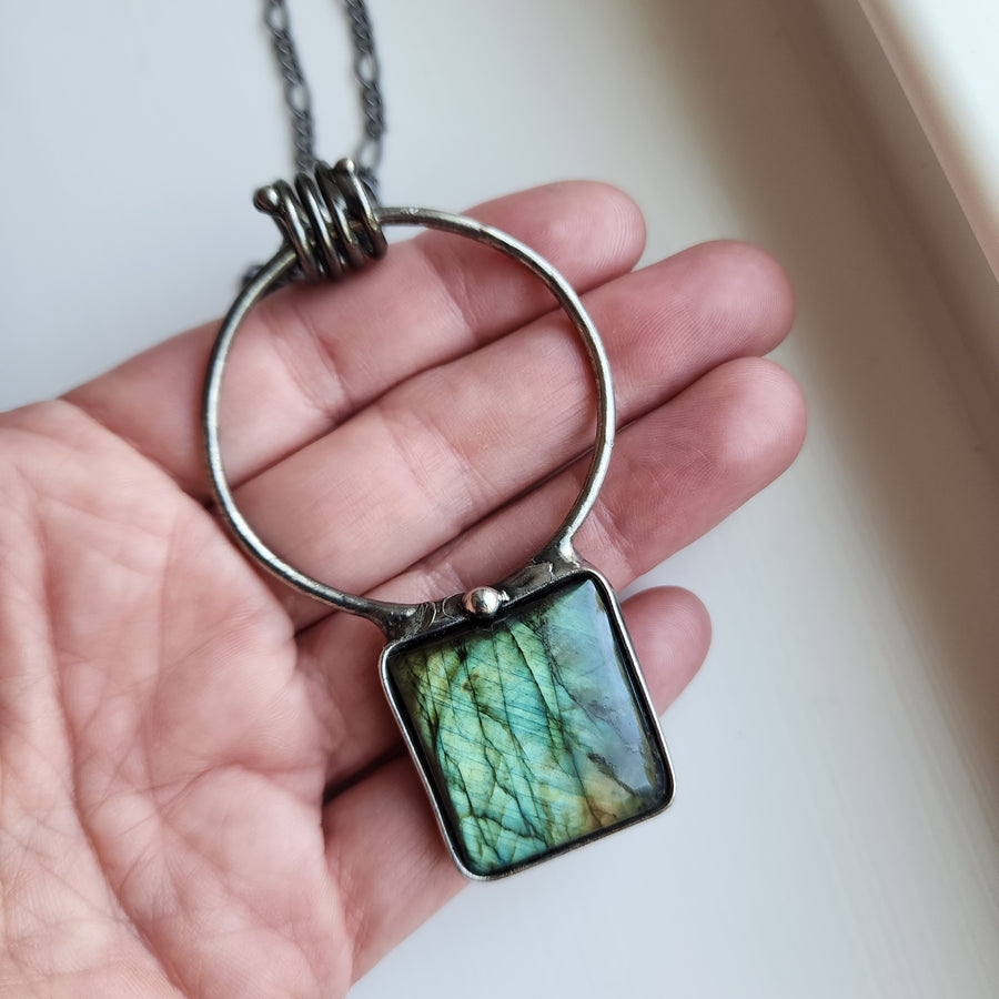 Statement Labradorite Pendant Necklace - SOLD
