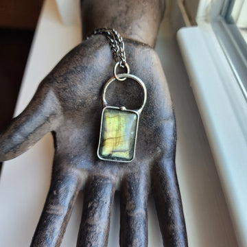 Rectangle Labradorite Pendant Necklace - SOLD