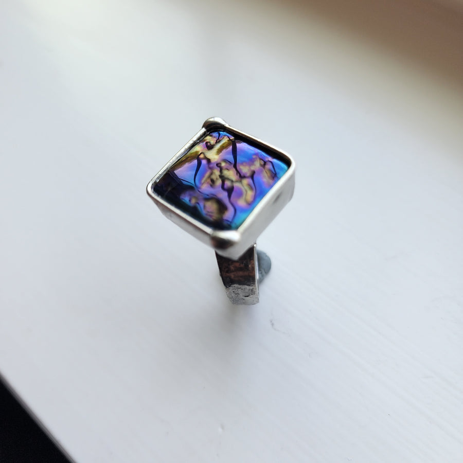 Blue & Purple Mosaic Adjustable Ring