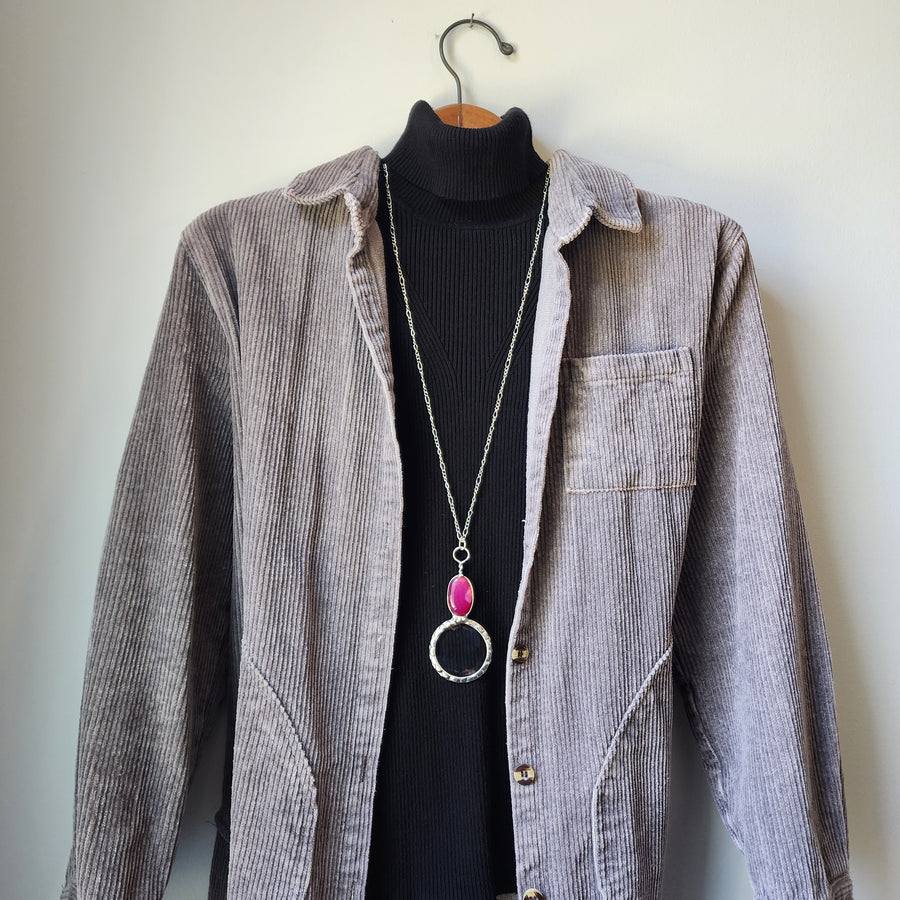 Magnifying Glass Pendant with Pink Inset - SOLD