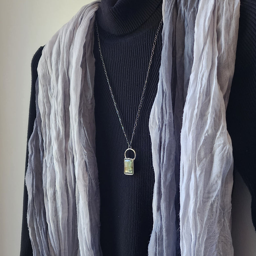 Rectangle Labradorite Pendant Necklace - SOLD