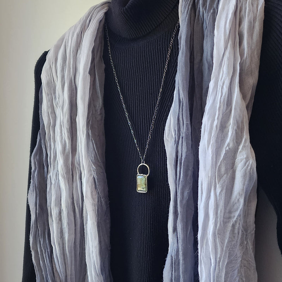 Rectangle Labradorite Pendant Necklace