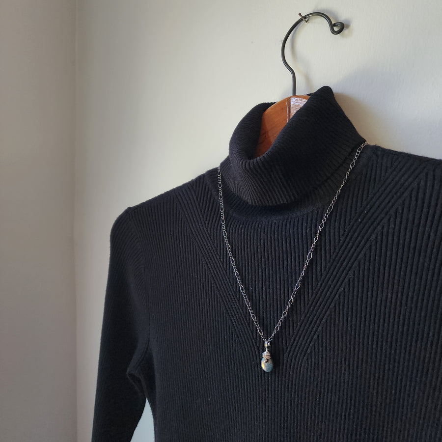 Blue Pyrite Pendant Necklace - SOLD