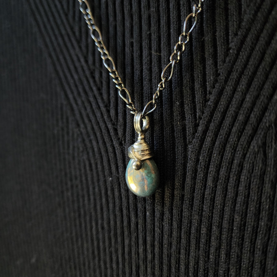 Blue Pyrite Pendant Necklace - SOLD
