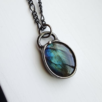 Oval Labradorite Pendant Necklace - SOLD