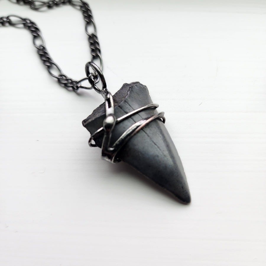 Fossil Shark Tooth Pendant, Gift for Dad, Husband, Boyfriend, One of a Kind - SOLD