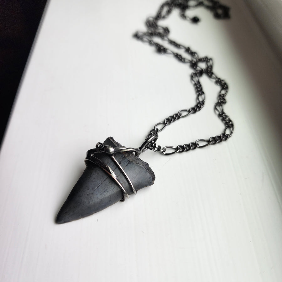 Fossil Shark Tooth Pendant, Gift for Dad, Husband, Boyfriend, One of a Kind - SOLD