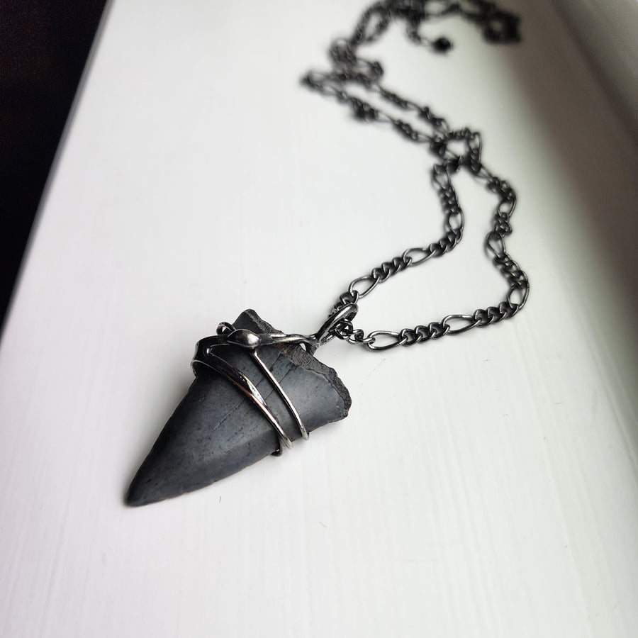 Fossil Shark Tooth Pendant, Gift for Dad, Husband, Boyfriend, One of a Kind