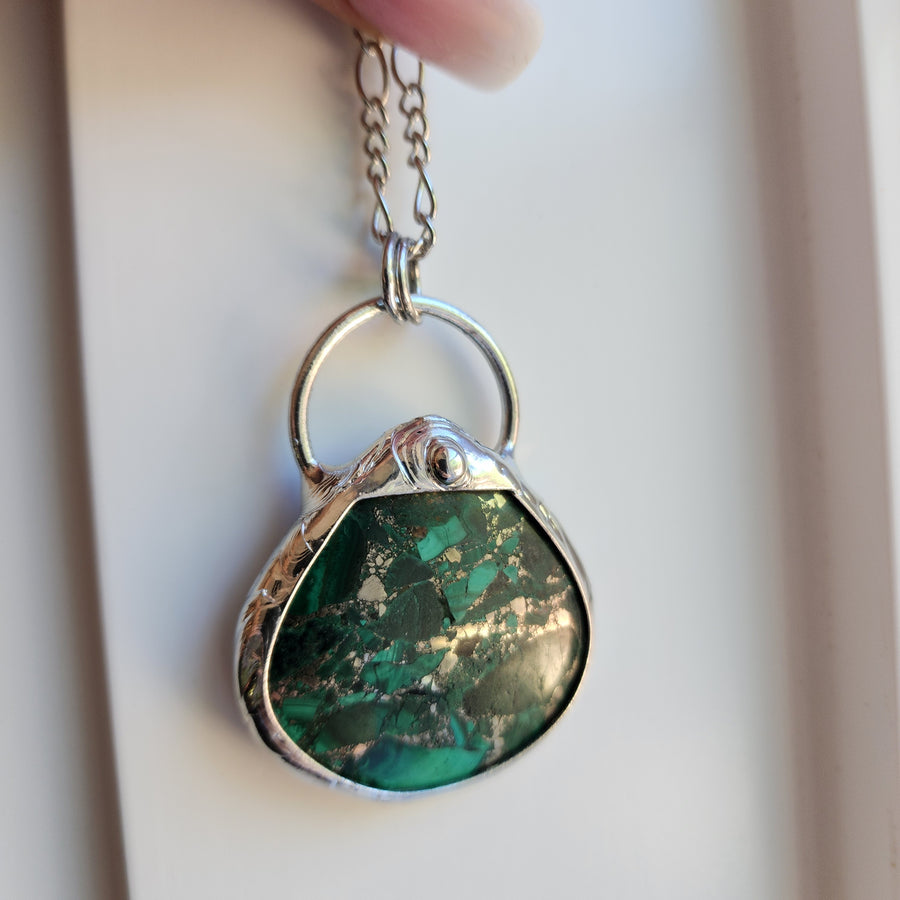 Sea Sediment Jasper with Pyrite Pendant Necklace, One of a Kind