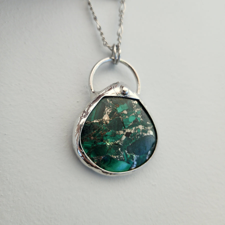Sea Sediment Jasper with Pyrite Pendant Necklace, One of a Kind - SOLD